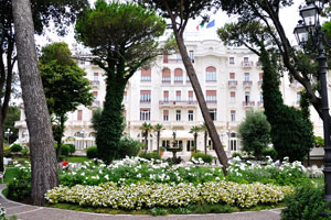 The Grand Hotel Rimini is known for its classic style and association with the famous Italian filmmaker, Federico Fellini