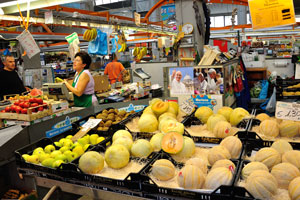 Melons and apples at the central market