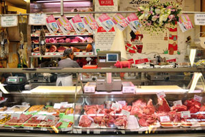 The meat counter at the central market