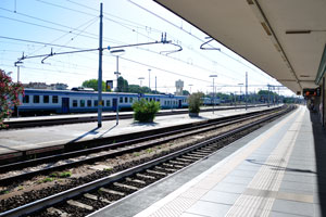 Platforms number 2, 3 and 4 of the Rimini railway station