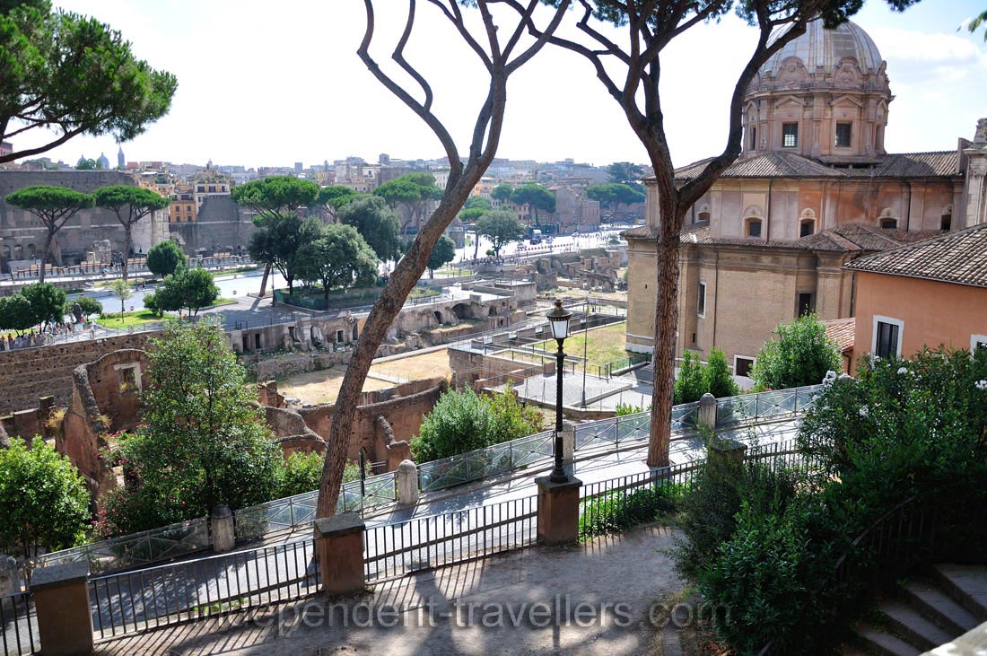 Church of Saints Luke and Martina is standing amid the ruins of Forum of Caesar