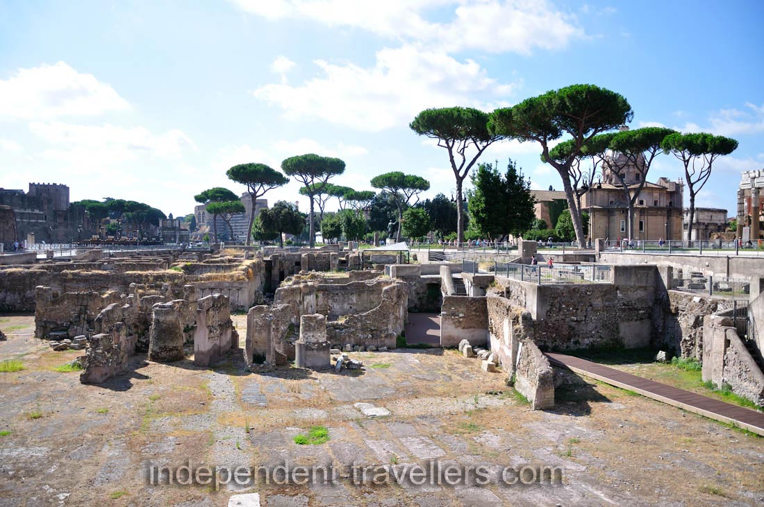 The Forum of Trajan and the remains of medieval houses