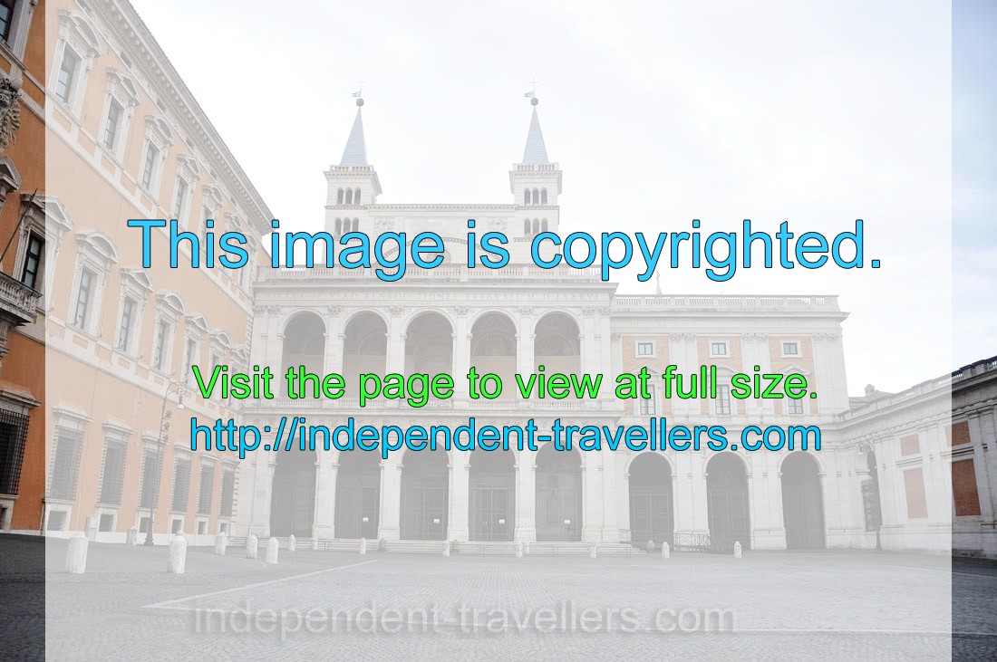 The rear side of the Archbasilica of St. John Lateran from the John Paul II square