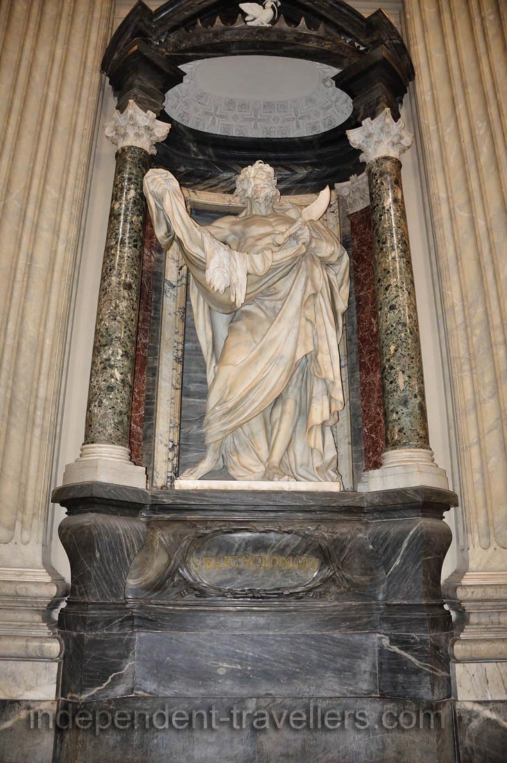 Statue of St. Bartholomew by Pierre Le Gros the Younger in the Archbasilica of St. John Lateran