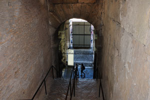 The stairway is inside the Colosseum building