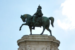 An equestrian sculpture of Victor Emmanuel