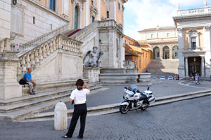 The fountain of Dea Roma “Goddess Roma” decorates the facade of Senatorial Palace