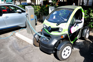 “Enel” electric vehicle charging station supplies electrical energy for electric cars