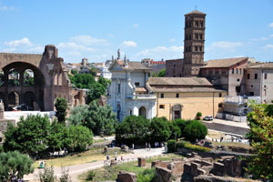 The church of Santa Francesca Romana is situated in the Roman Forum