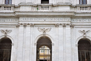 Carved dragons and eagle adorn the facade of San Gregorio Magno al Celio