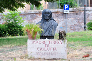Memorial to Mother Teresa of Calcutta is located on the square of San Gregorio