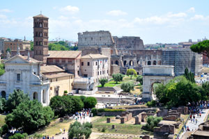 View of the Colosseum from the viewing platform of the Palace of Tiberius