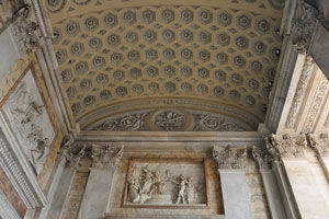 Stone carvings are on the inner walls of the portico of St. John Lateran Archbasilica
