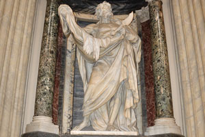 Statue of St. Bartholomew by Pierre Le Gros the Younger in the Archbasilica of St. John Lateran