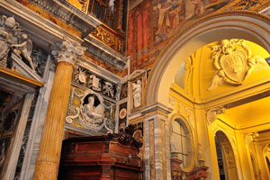 Beautiful stone wall carvings are inside the Archbasilica