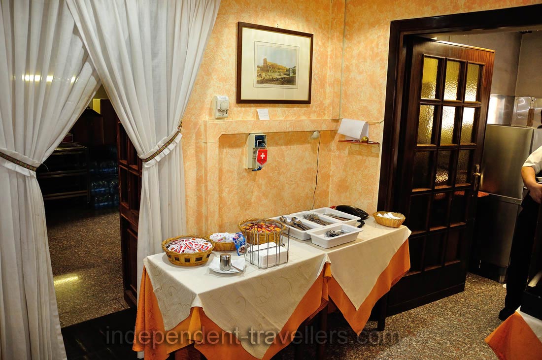 Spoons and forks are in the dining room in the Madison hotel