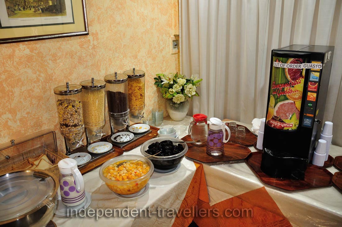 Prunes and pineapples are in the dining room in the Madison hotel