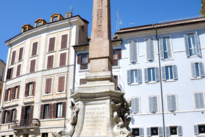 Fontana del Pantheon at Piazza della Rotonda features a six-metre obelisk