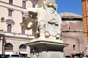 “Elephant and Obelisk” sculpture is situated just outside the church of Santa Maria sopra Minerva