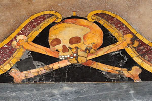The floor of the church was decorated with Skull and Crossbones which were made of the polychrome marble