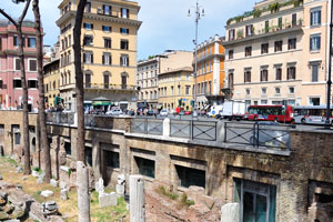 Largo di Torre Argentina is a square that hosts four Republican Roman temples and the remains of Pompey's Theatre
