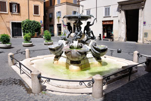 The Fontane delle Tartarughe is a fountain of the late Italian Renaissance, located in Piazza Mattei