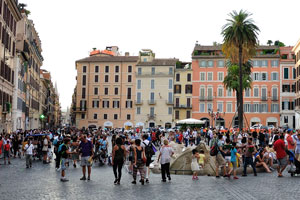 Piazza di Spagna is located at the foot of the Spanish Steps