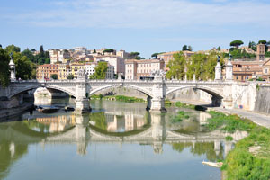 The bridge of Ponte Vittorio Emanuele II as seen from the Mausoleum of Hadrian