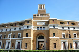 The facade of the palace of War Cripples “Palazzo dei Mutilati e Invalidi di Guerra”