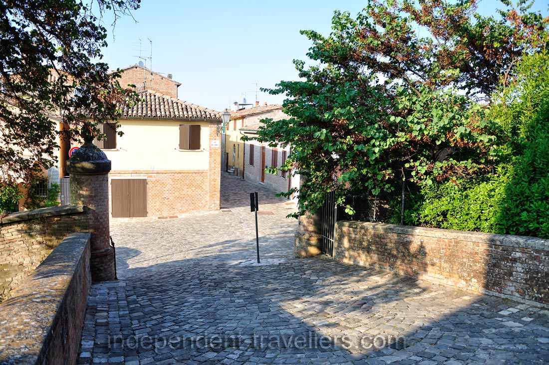View of the Via della Cella street from the bridge of Malatesta Fortress