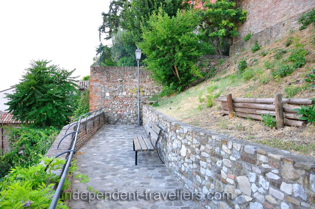 A dead-end street on the top of town's historic village