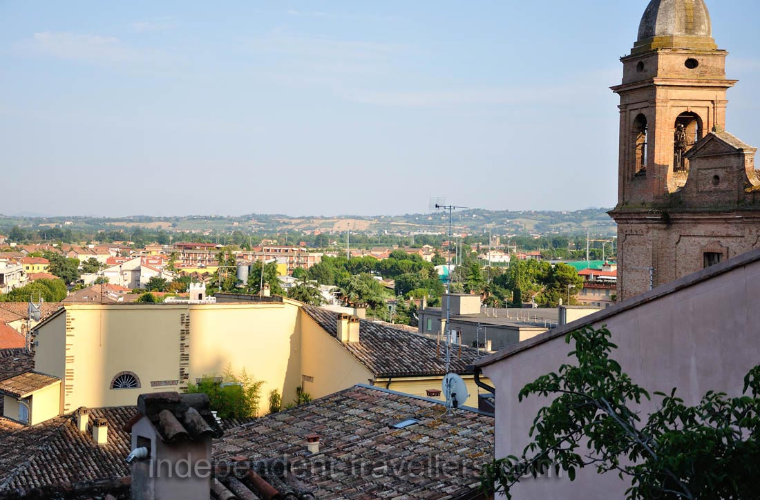 The bell tower of Collegiate church in the evening