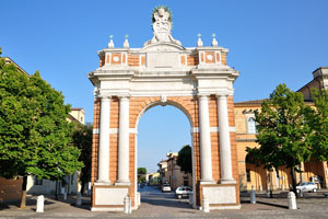 The Triumphal Arch was built in 1777 in honor of Pope Clemente XIV who was born in town