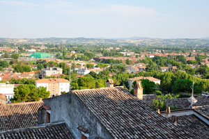 The town of Santarcangelo di Romagna in the evening