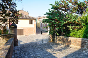 View of the Via della Cella street from the bridge of Malatesta Fortress