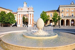 A fountain is on the square of Ganganelli