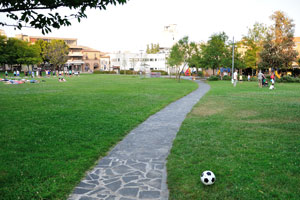 The pedestrian lane is in the Campo della Fiera park