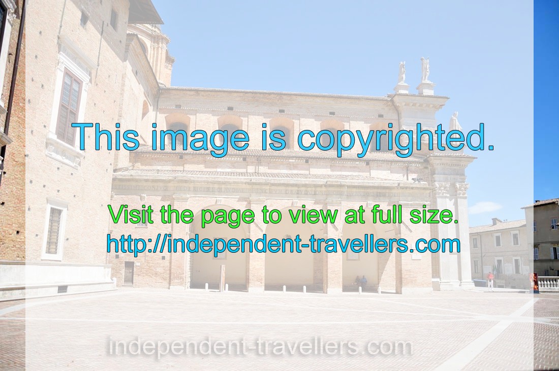 Urbino Cathedral as seen from the entrance of Ducal Palace