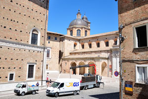 Urbino Cathedral as seen from Piazza Rinascimento