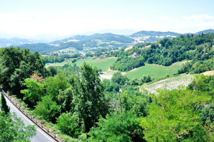 The city is located in a predominantly hilly area