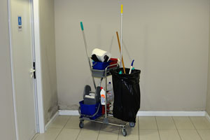 These are the cleaning tools for public toilets on Urbino bus station