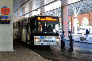 The bus 46 is going to depart from Urbino bus station in the following direction: Urbino > Pesaro > Fano