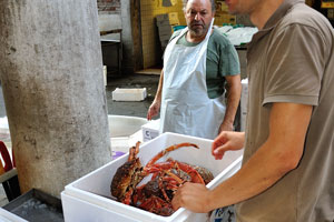 Rialto fish market: live crabs have grown to a tremendous size