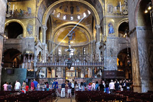 Main view of the inner interior of the Saint Mark's Basilica