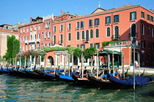 Series of gondolas on the Grand Canal