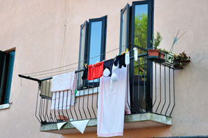Drying linen on a balcony on Murano island