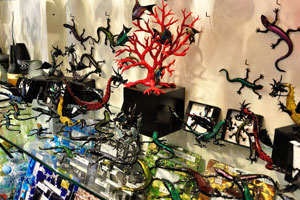 Dragons and lizards made from Murano glass