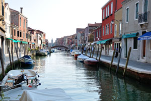 This canal flows between Fondamenta Manin and Fondamenta dei Vetrai on Murano