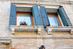 An architecture of the windows is unpredictable in Venice
