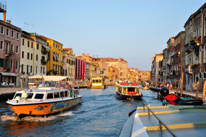 The Cannaregio channel at the sunset